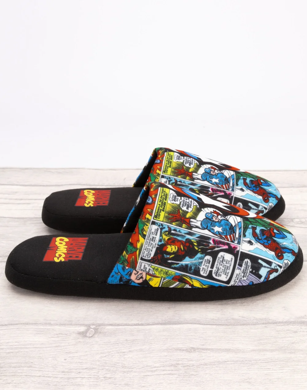 Vanilla Underground Marvel Mens Black Character All-Over Print Mule Slippers - 7-8 Image 5