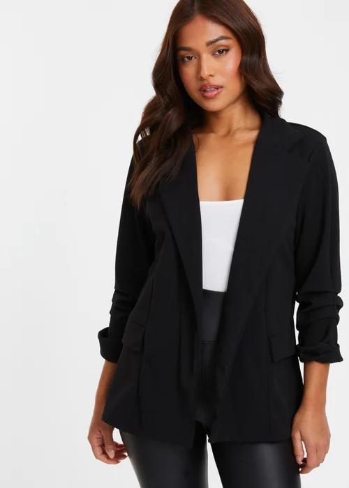 Quiz Black Petite Ruched Blazer - 6 Image 1