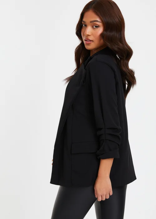 Quiz Black Petite Ruched Blazer - 6 Image 2