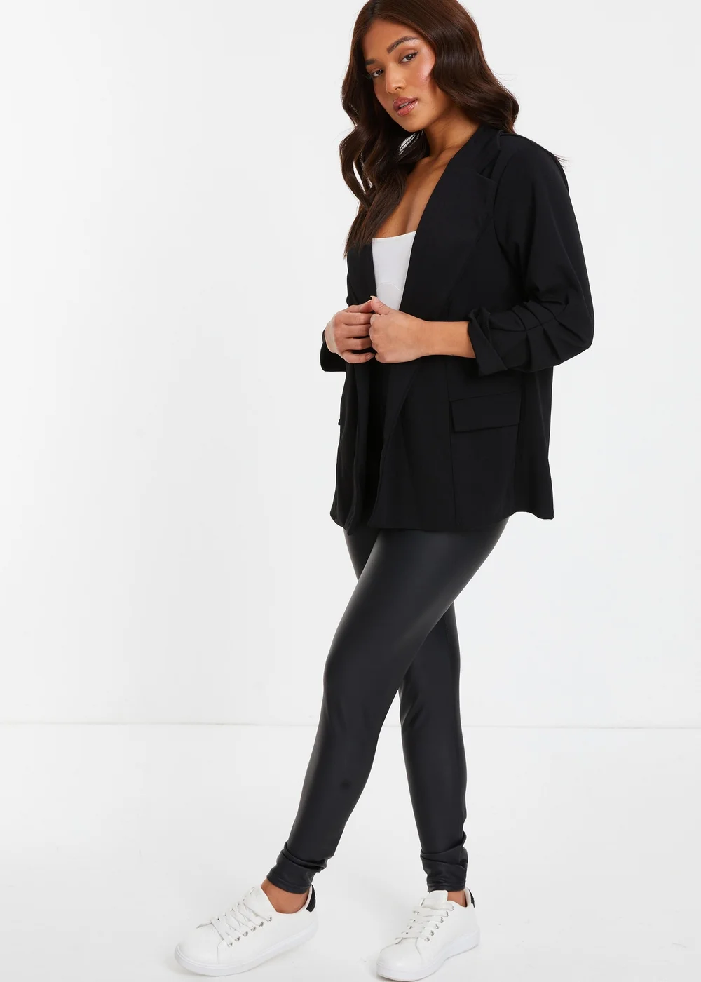 Quiz Black Petite Ruched Blazer - 6 Image 3