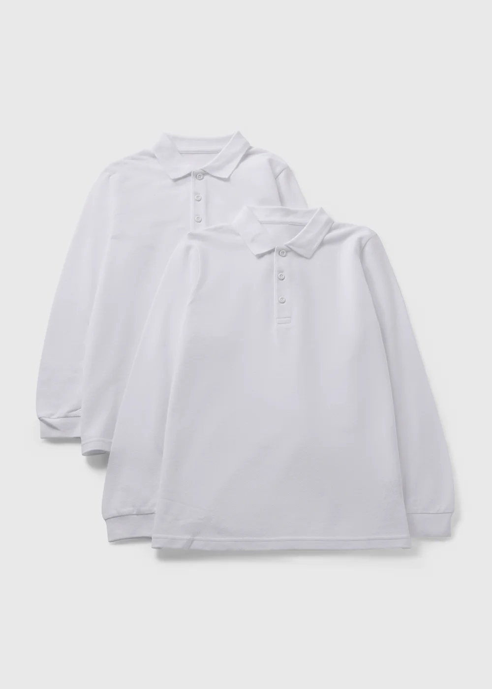 2 Pack Kids White Long Sleeve Polo Shirts (4-13yrs) - 3 Yrs Image 1