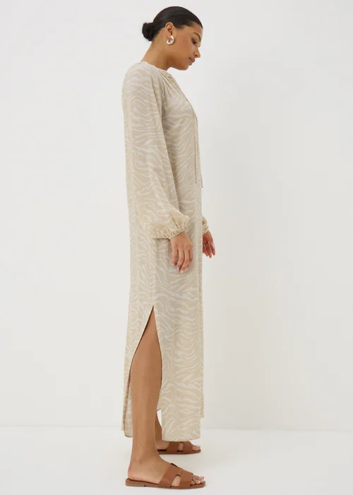 Beige Zebra Tunic Midaxi Dress - Size 8 Image 2