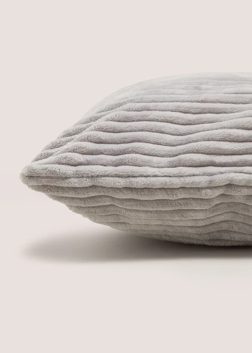 Grey Ribbed Cushion Cover Image 2