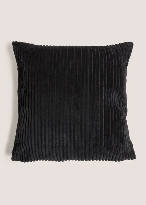 Black Ribbed Cushion Cover Image 1