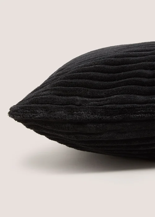 Black Ribbed Cushion Cover Image 2