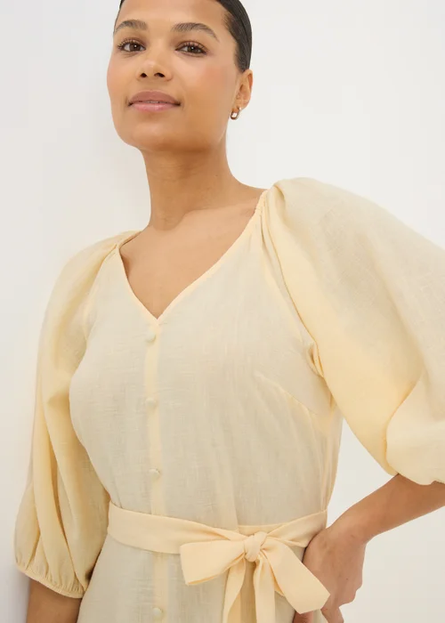 Yellow Belted Mini Tea Dress - 8 Image 2