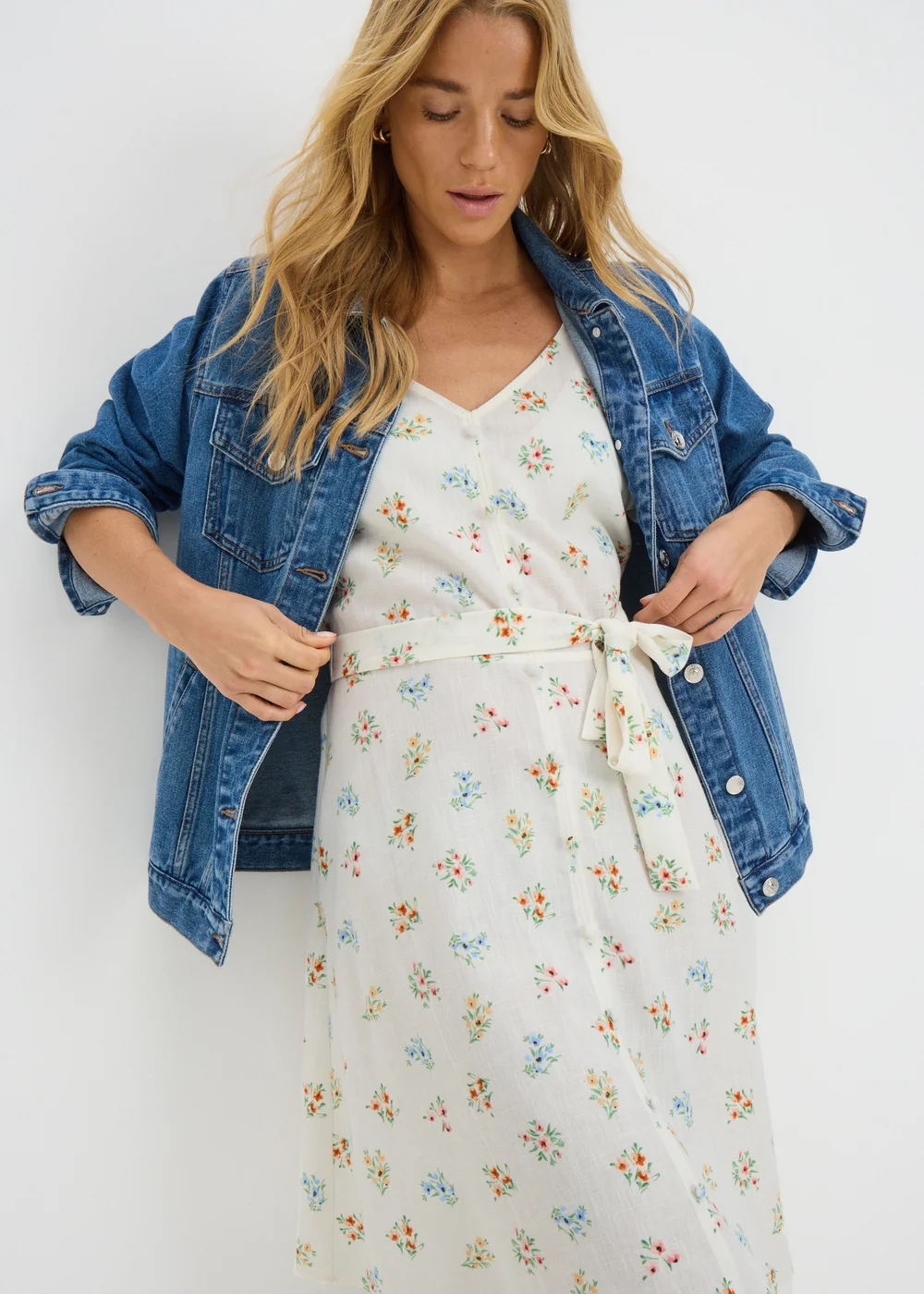 Cream Ditsy Floral Belted Mini Tea Dress - 8 Image 1