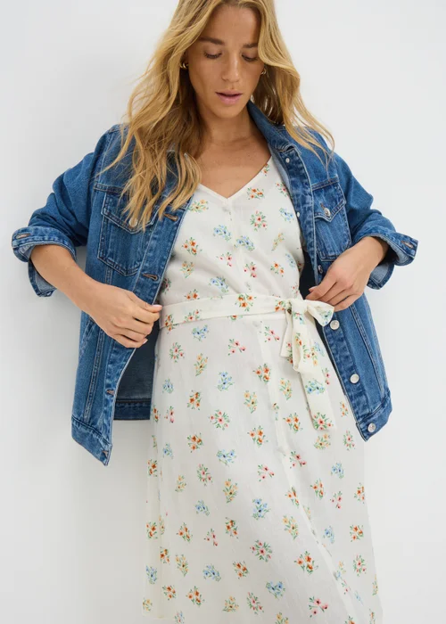 Cream Ditsy Floral Belted Mini Tea Dress - 8 Image 1