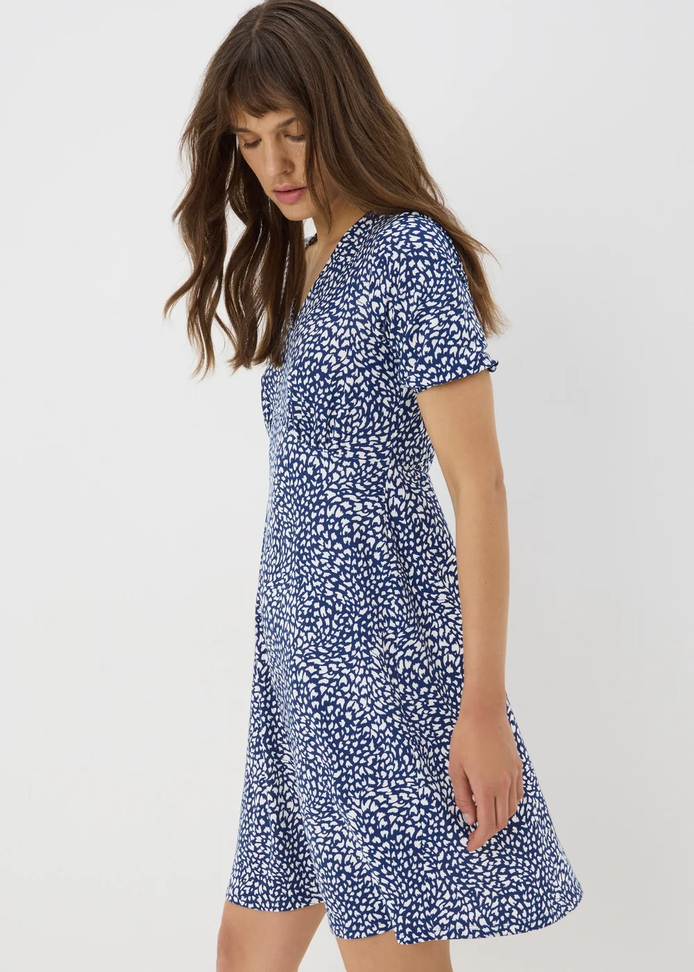 Blue Ditsy Floral Mini Dress - 8 Image 1