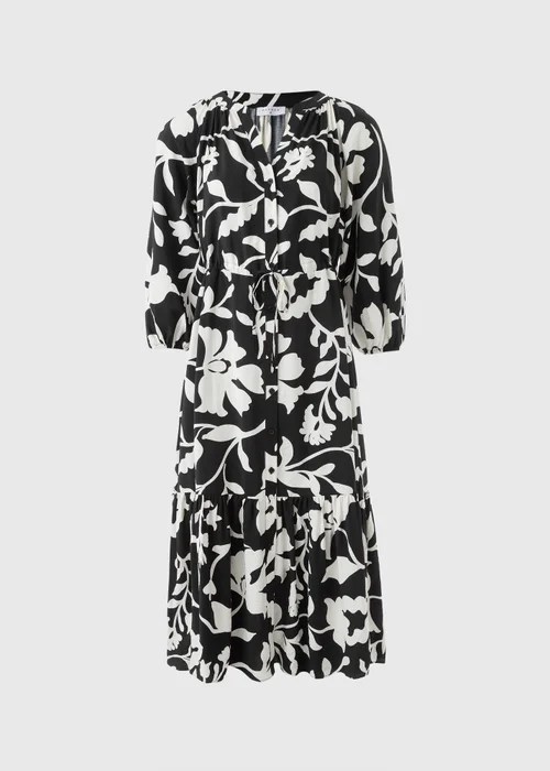 Black Floral Raglan Midi Shirt Dress - 8 Image 4