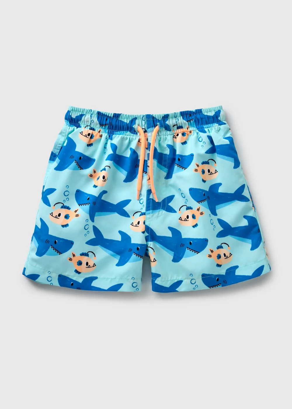 Boys Blue Shark & Fish Swim Shorts (1-7yrs) - 1-1.5 Yrs Image 1