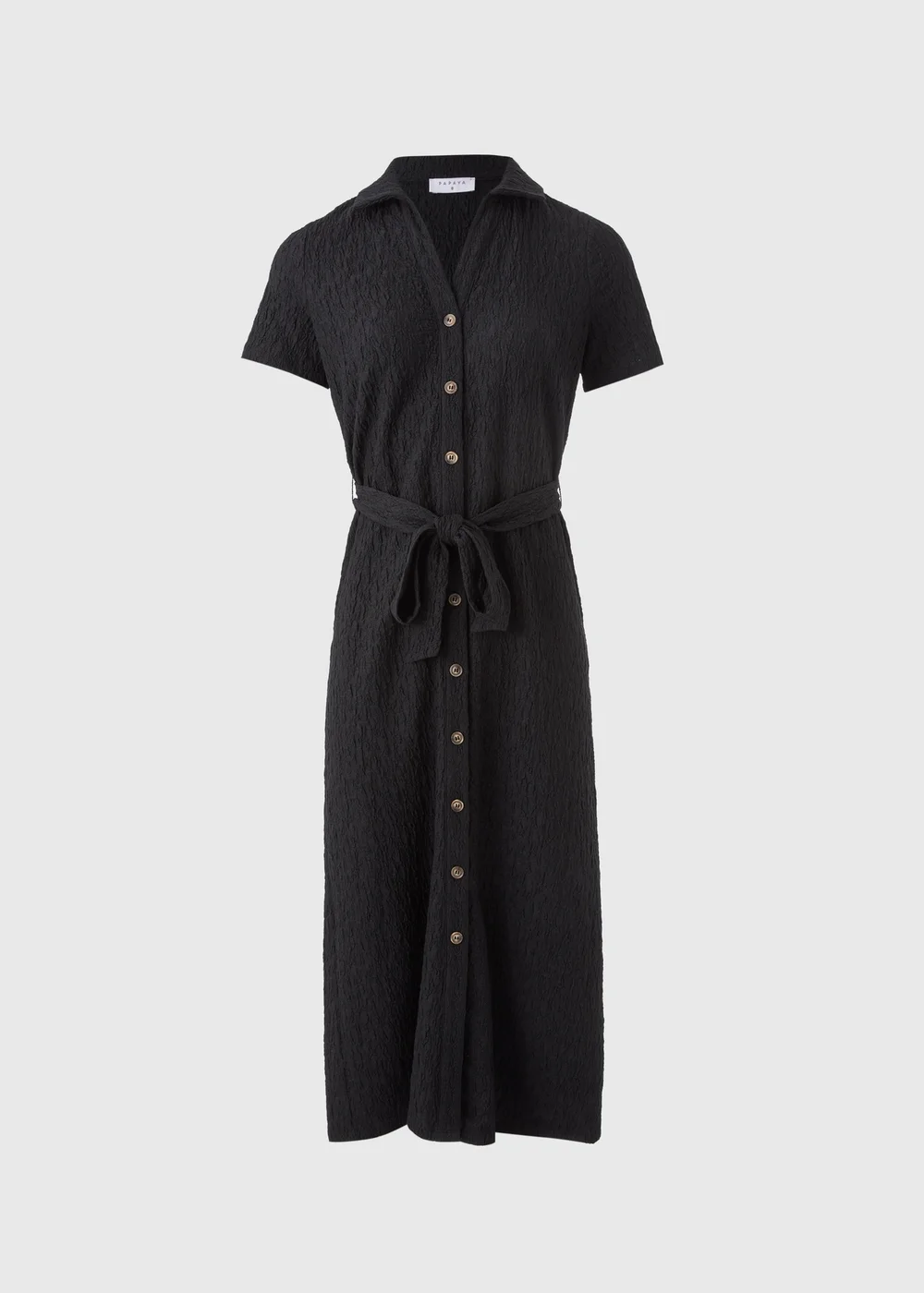 Black Textured Button Through Midi Dress - 8 Image 4