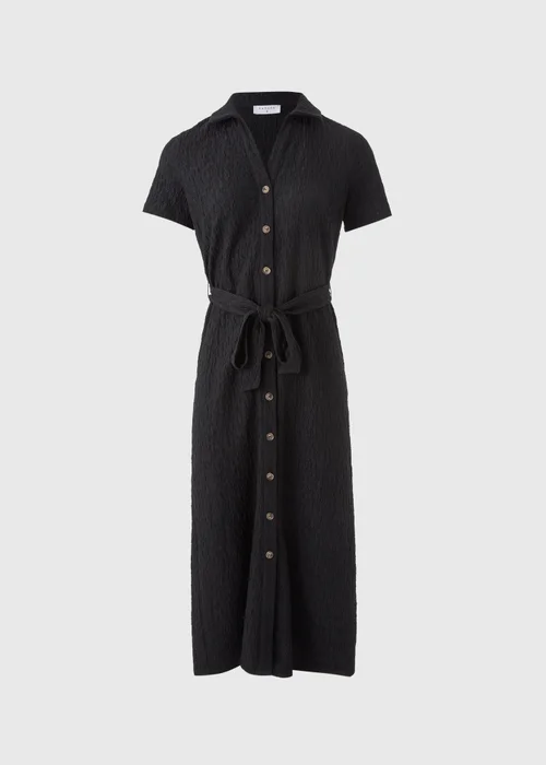 Black Textured Button Through Midi Dress - 8 Image 4