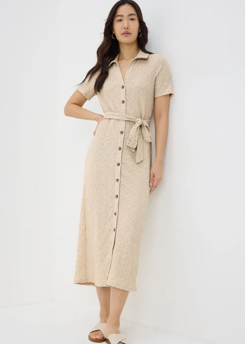 Stone Textured Shirt Midi Dress - 8 Image 1