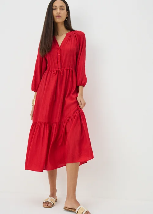 Red Raglan Midi Shirt Dress - 8 Image 1