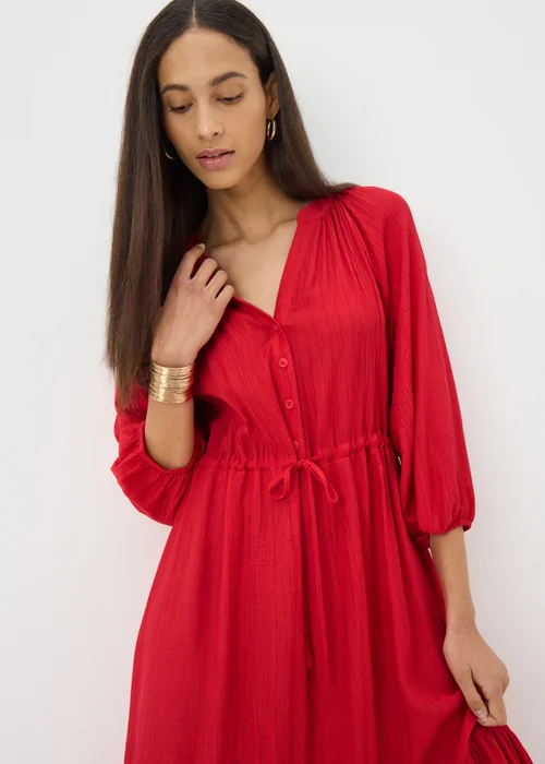 Red Raglan Midi Shirt Dress - 8 Image 3