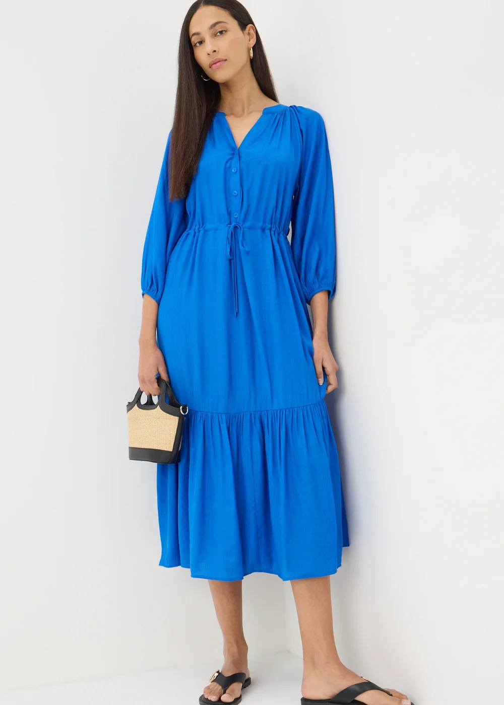 Blue Raglan Midi Shirt Dress - 8 Image 1