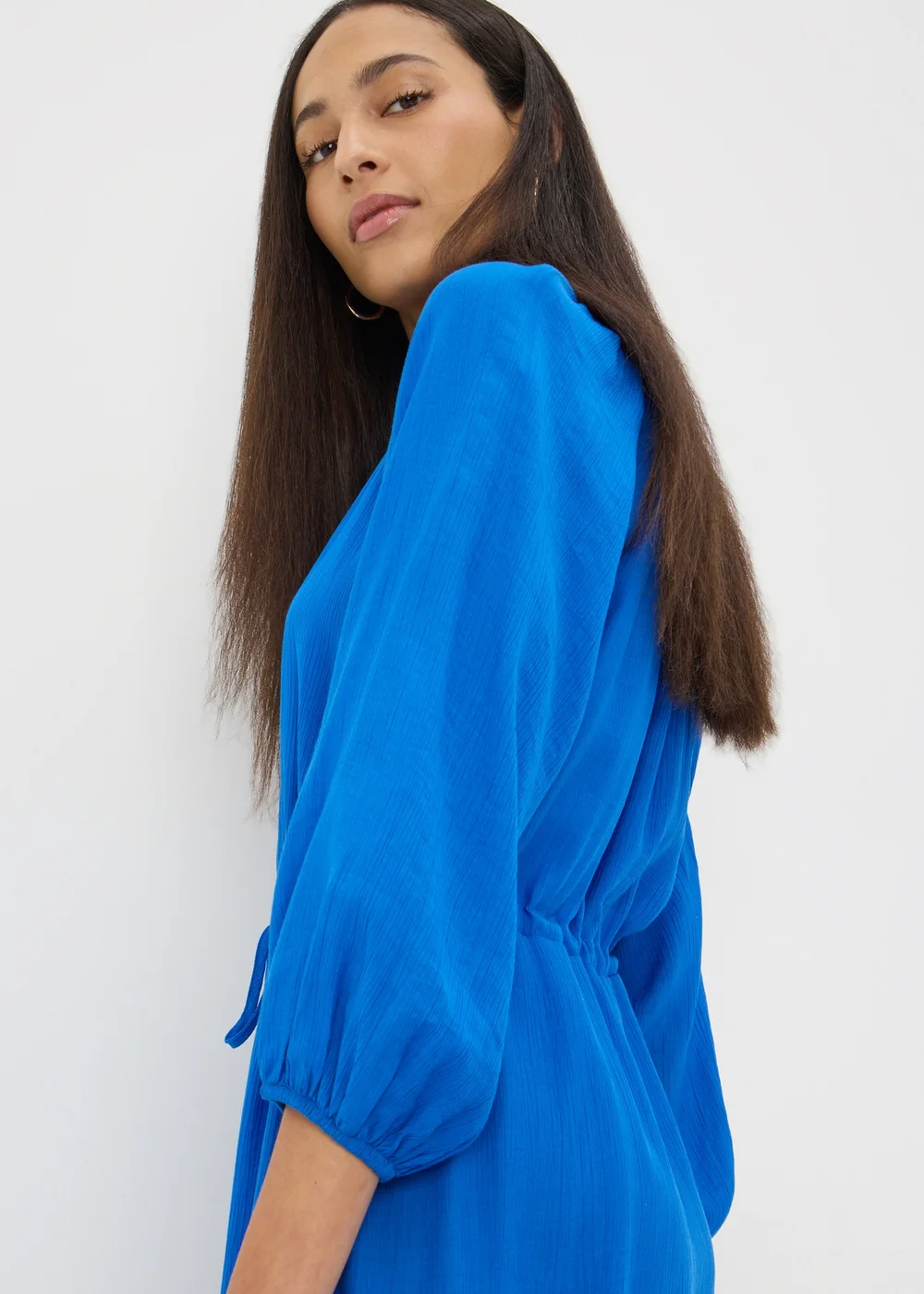 Blue Raglan Midi Shirt Dress - 8 Image 2