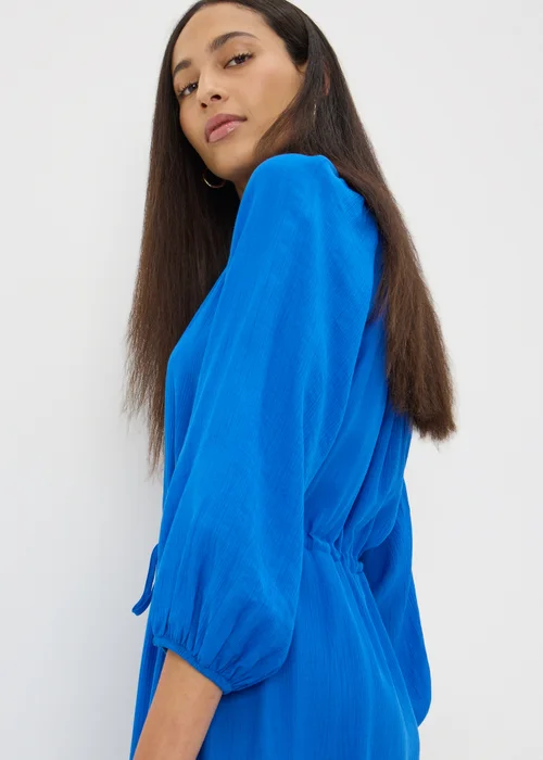Blue Raglan Midi Shirt Dress - 8 Image 2