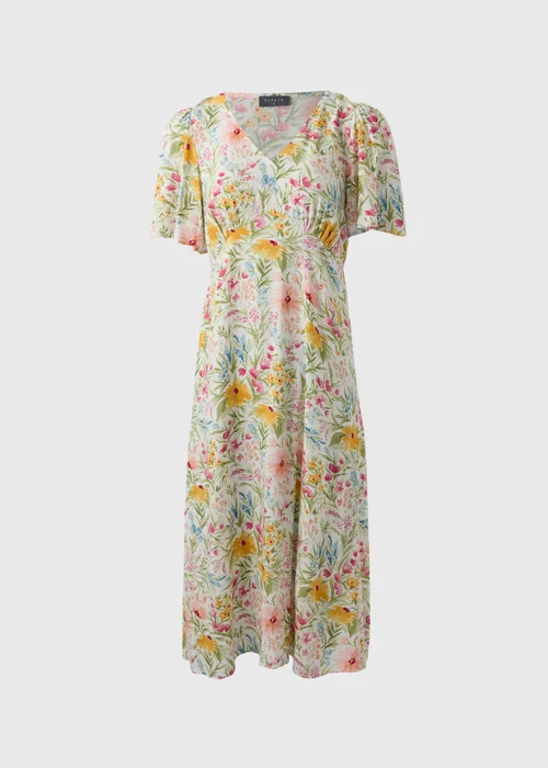 Petite Multicoloured Floral Midi Tea Dress - Size 6 Image 3