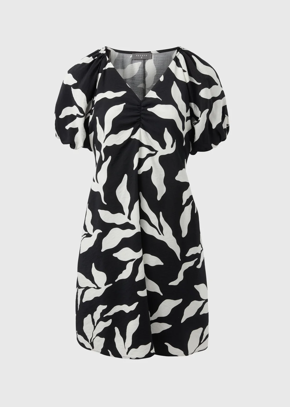 Papaya Petite Black Leaf Puff Sleeve Mini Dress - 6 Image 3