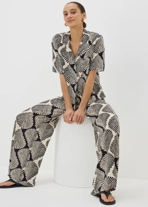 Black Monochrome Shell Wide Leg Trousers - 8/L29 Image 1