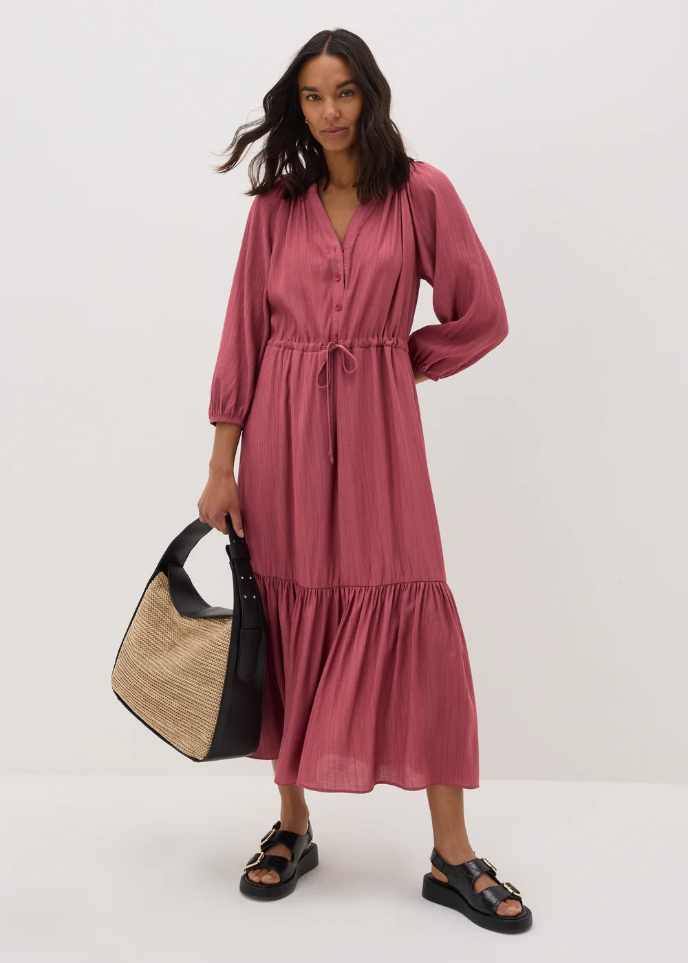 Papaya Petite Pink Raglan Shirt Midi Dress - 6 Image 1