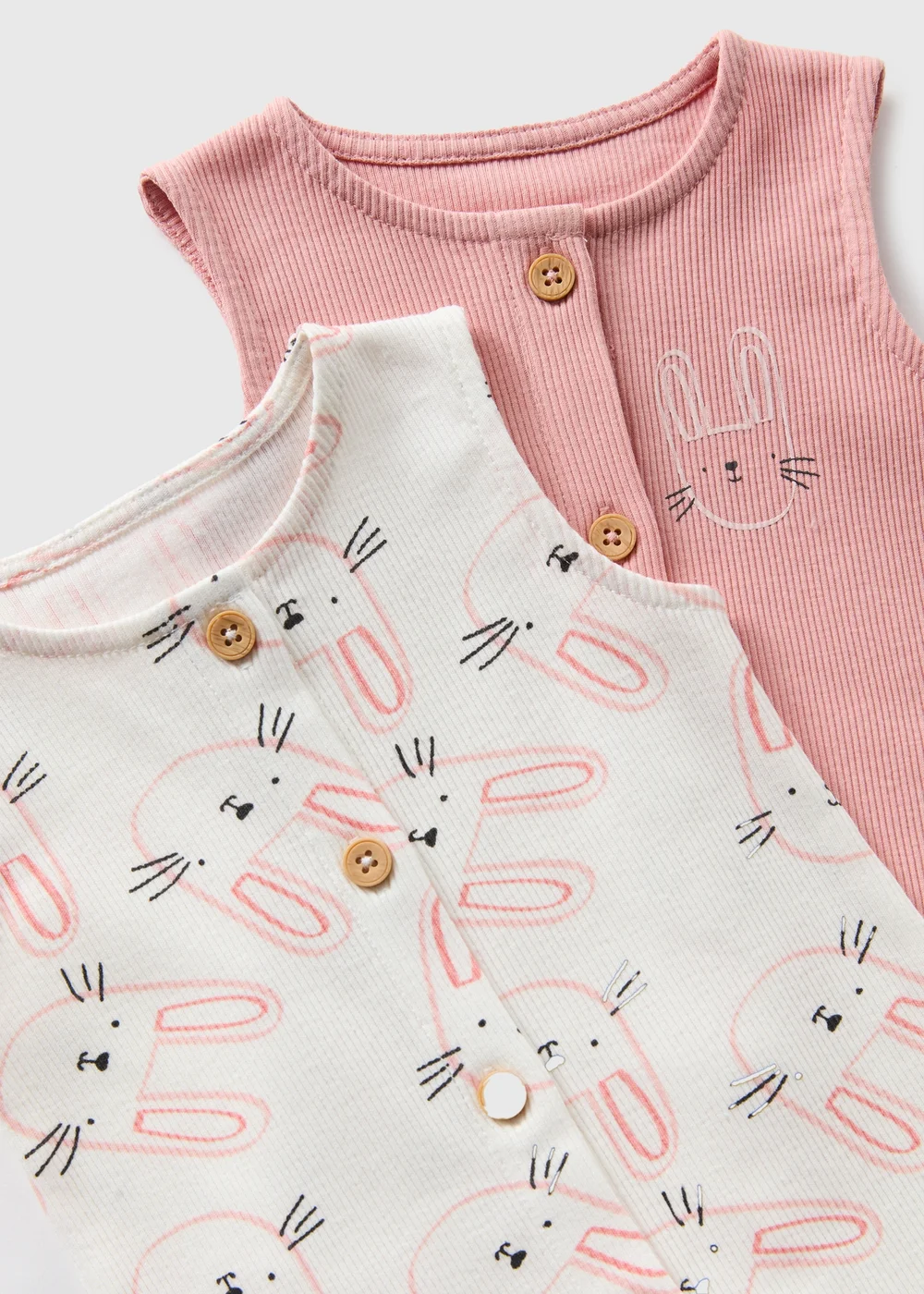 Baby Bummies Rompers 2 Pack Baby Pink Bunny Ribbed Rompers (Newborn-18mths) - 0-3 months ...