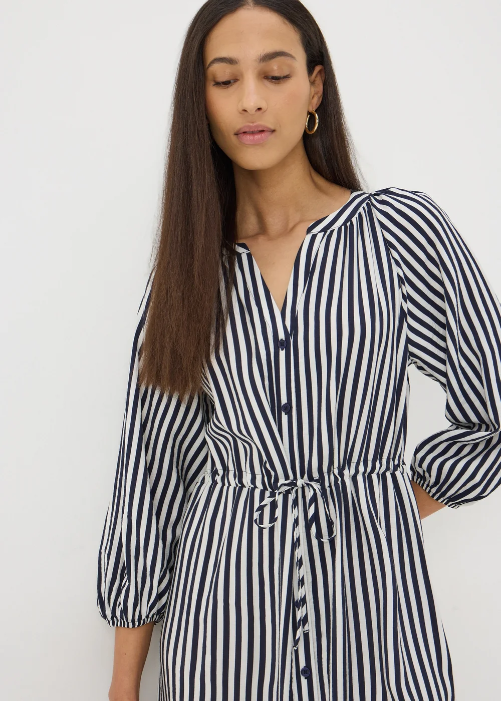 Navy Stripe Midi Shirt Dress - 8 Image 3