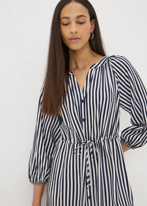 Navy Stripe Midi Shirt Dress - 8 Image 3