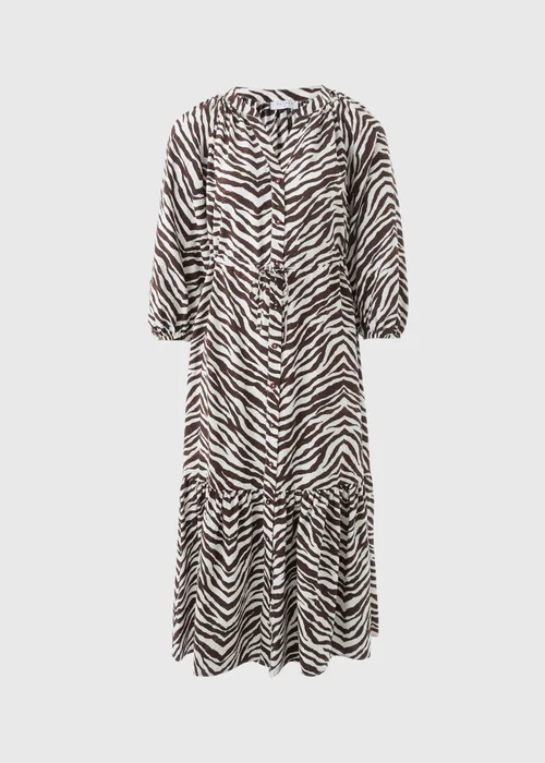 Brown Zebra Midi Shirt Dress - 8 Image 3