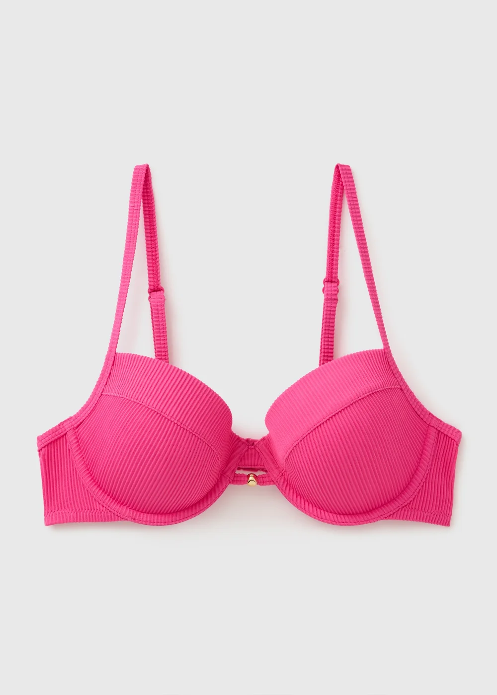 Pink Ribbed Cupped Bikini Top - 32A Image 3