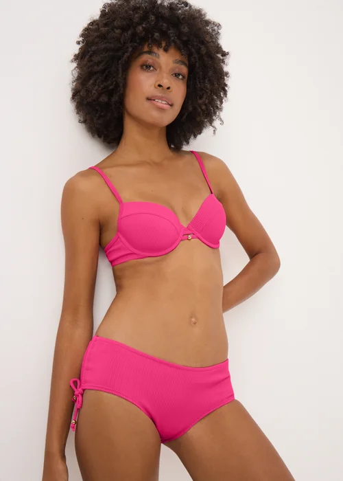 Pink Ribbed Bikini Bottoms - 6 Image 1