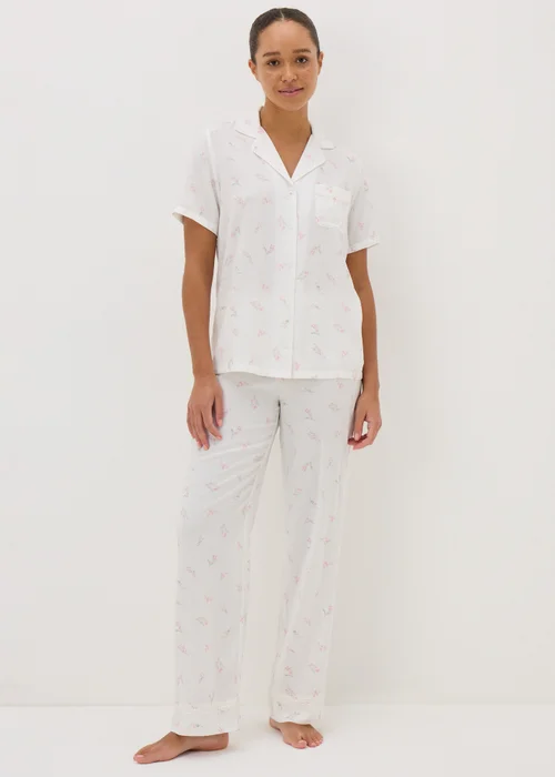 Cream Ditsy Floral Pyjama Set - Size 8 Image 2