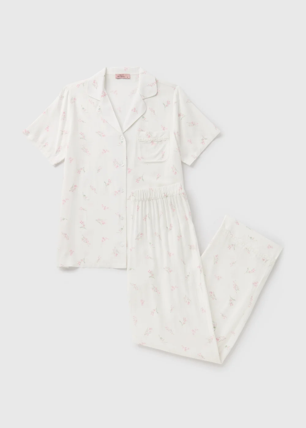 Cream Ditsy Floral Pyjama Set - Size 8 Image 3