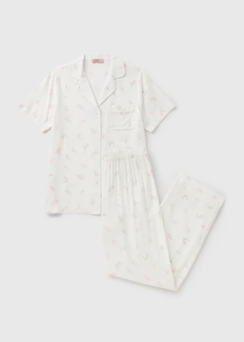 Cream Ditsy Floral Pyjama Set - Size 8 Image 3