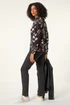Roman Dark Grey Mono Floral Collared Top - Size 22 Image 3