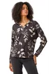 Roman Dark Grey Mono Floral Collared Top - Size 22 Image 1