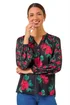 Roman Red Floral Print Notch Neck Top - Size 12 Image 1