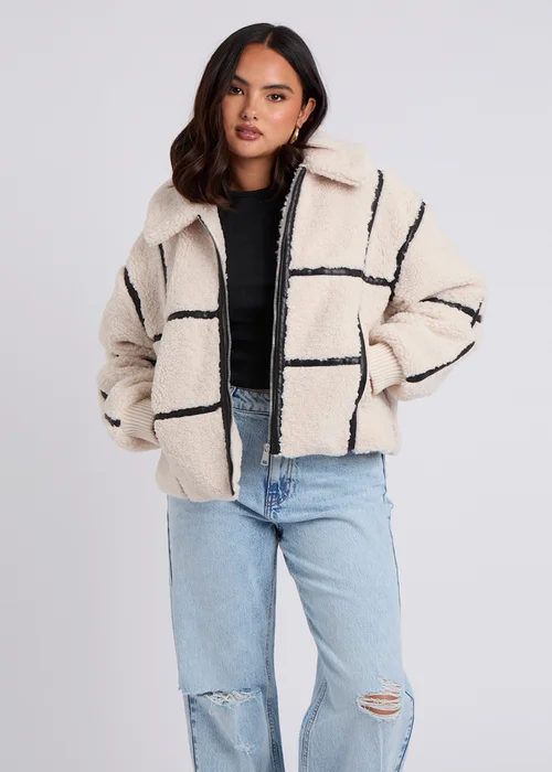 Urban Bliss Cream Taped Borg Coat - 16 Image 2