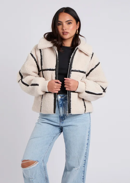 Urban Bliss Cream Taped Borg Coat - 16 Image 1