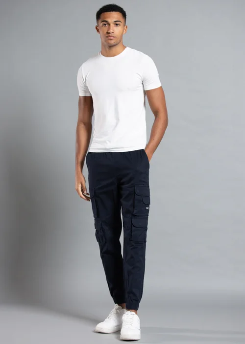 Tokyo Laundry Navy Belted Cotton Cargo Trousers - L Image 4