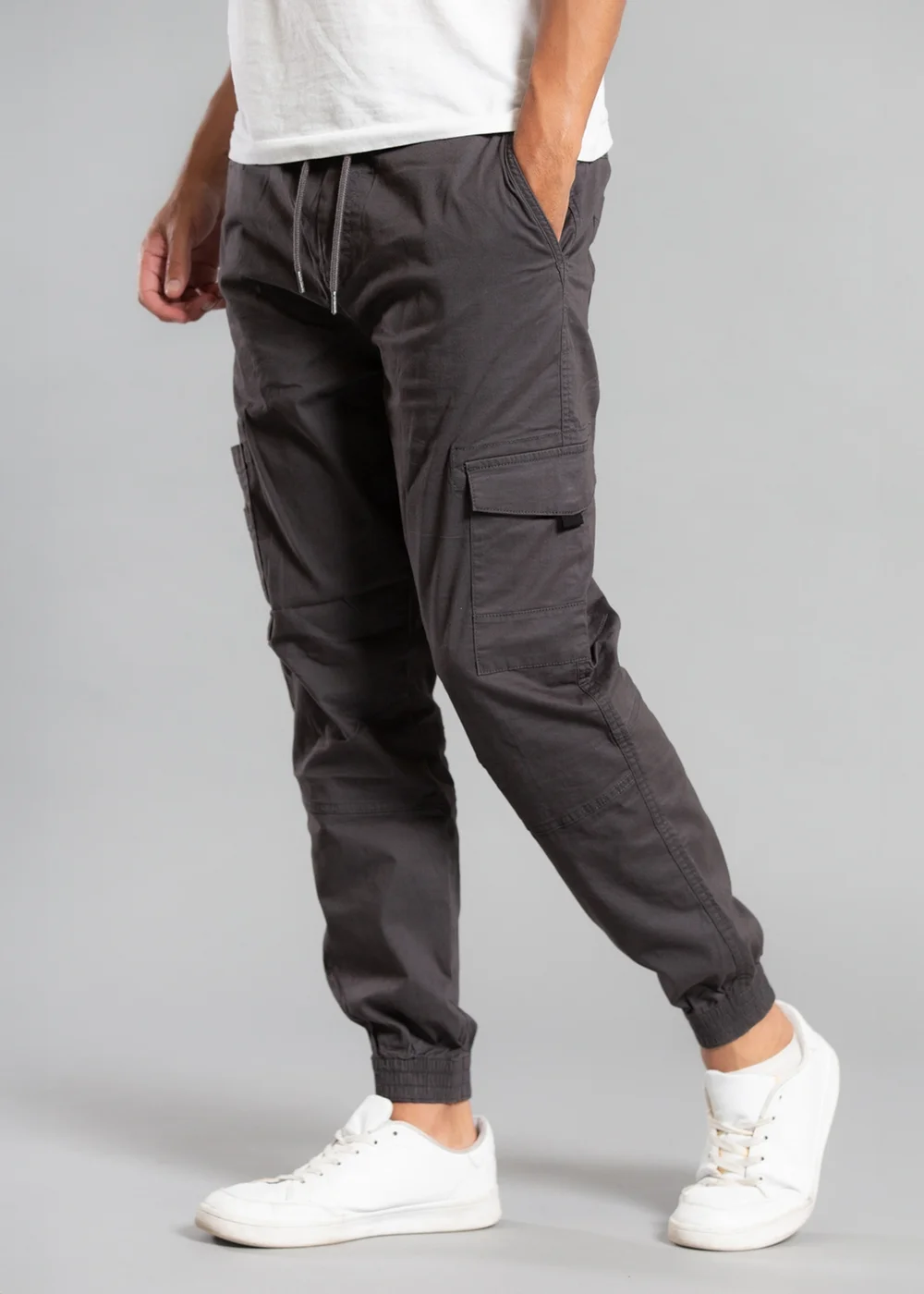 Tokyo Laundry Grey Cotton Drawstring Cargo Trousers - XL Image 3