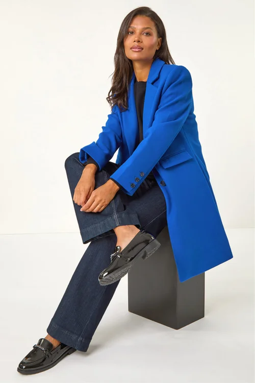 Roman Ink Blue Tailored Single Breasted Coat - 14 Image 1