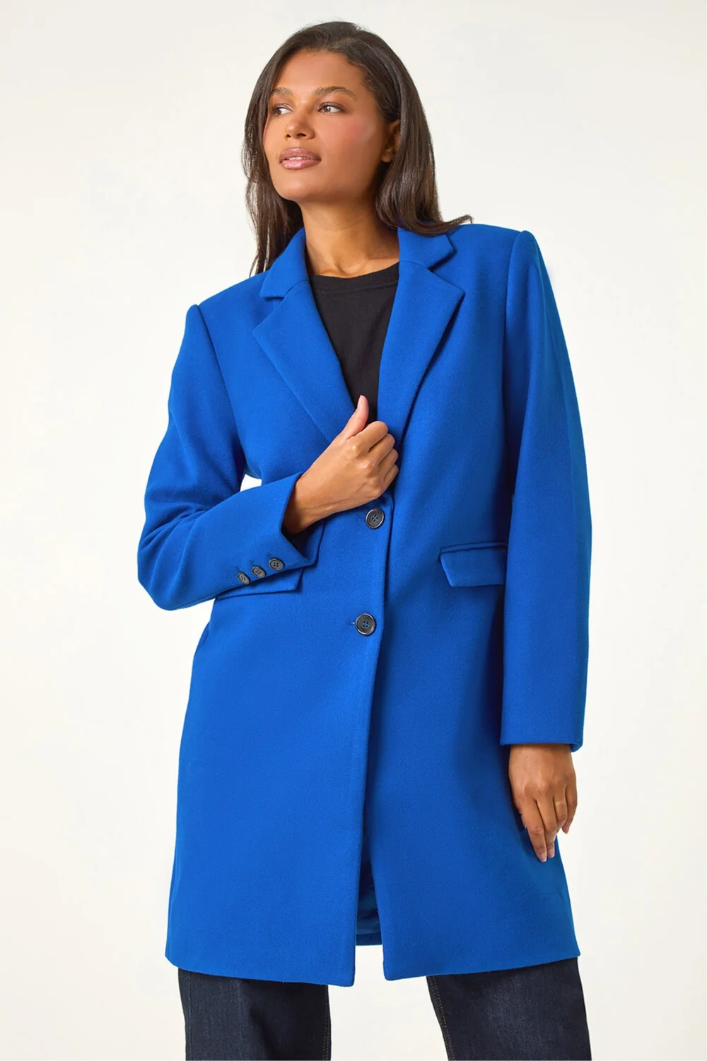 Roman Ink Blue Tailored Single Breasted Coat - 14 Image 4