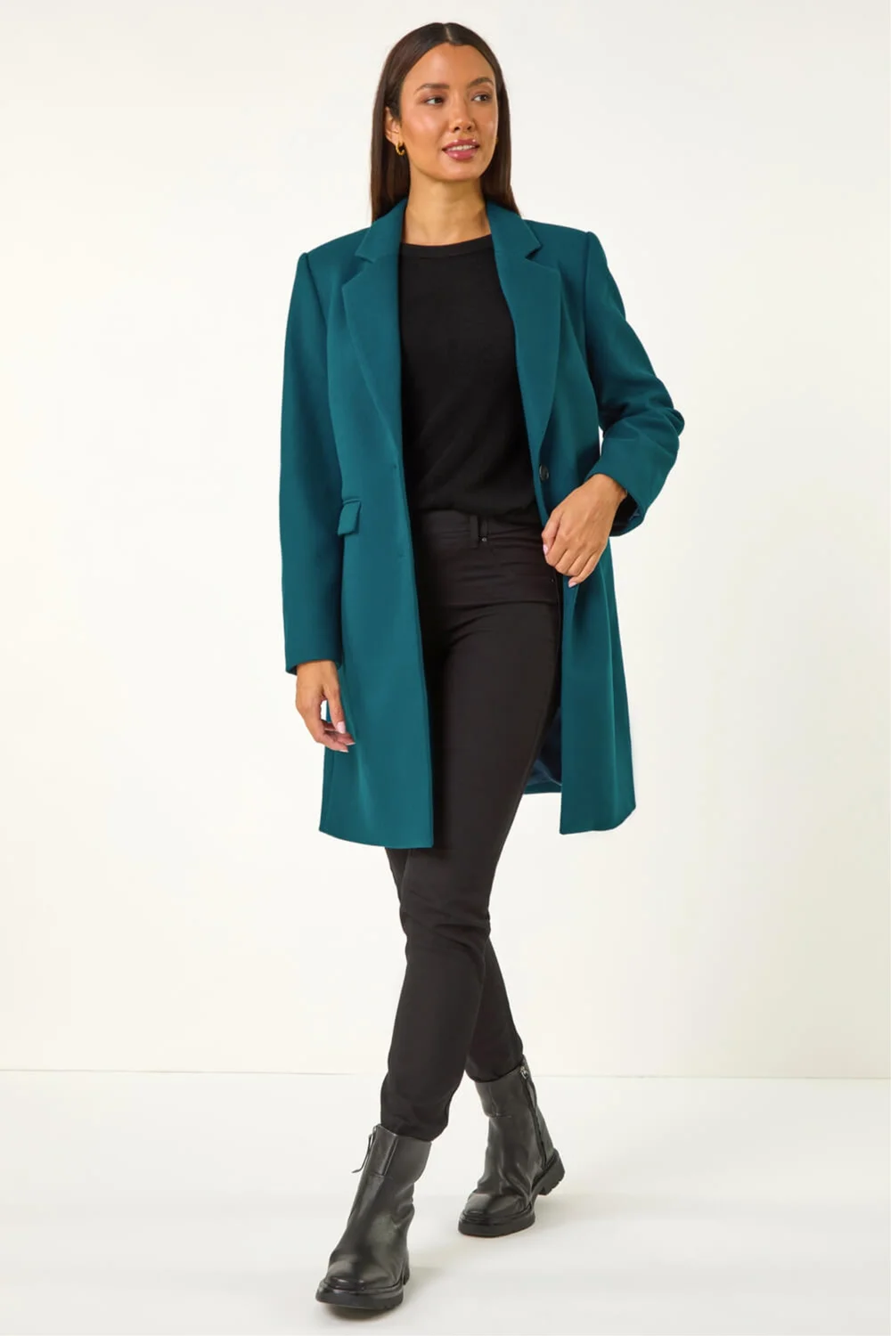Roman Teal Tailored Single Breasted Coat - 16 Image 2