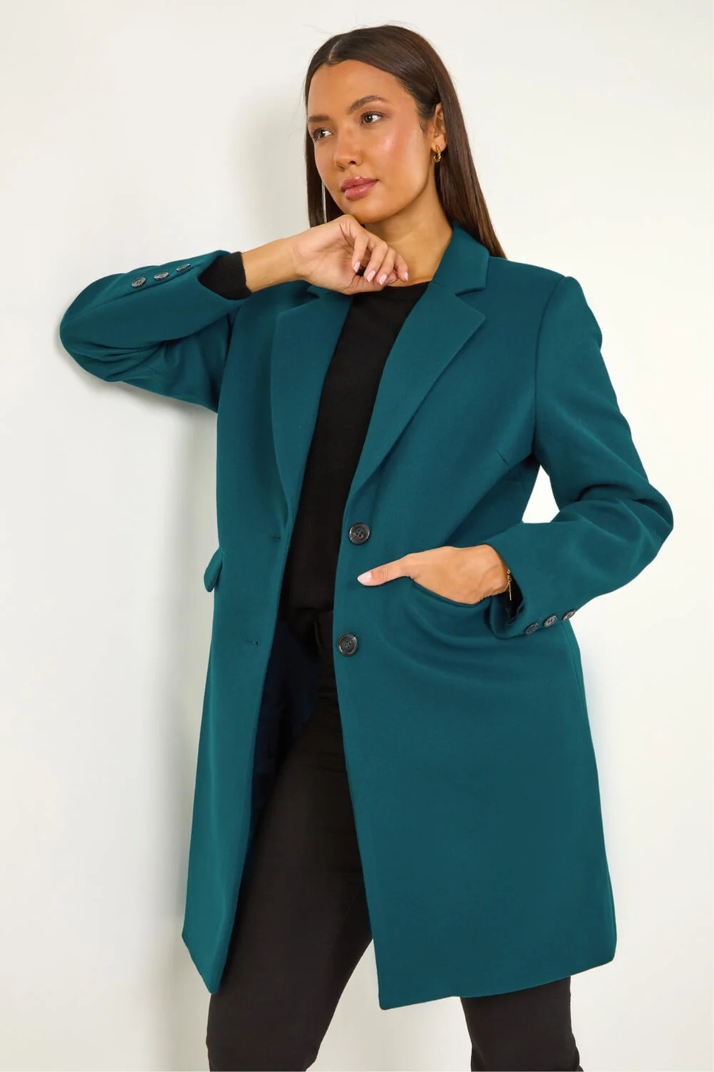 Roman Teal Tailored Single Breasted Coat - 16 Image 1
