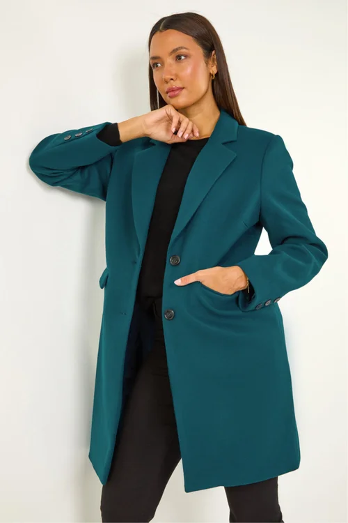Roman Teal Tailored Single Breasted Coat - 16 Image 1