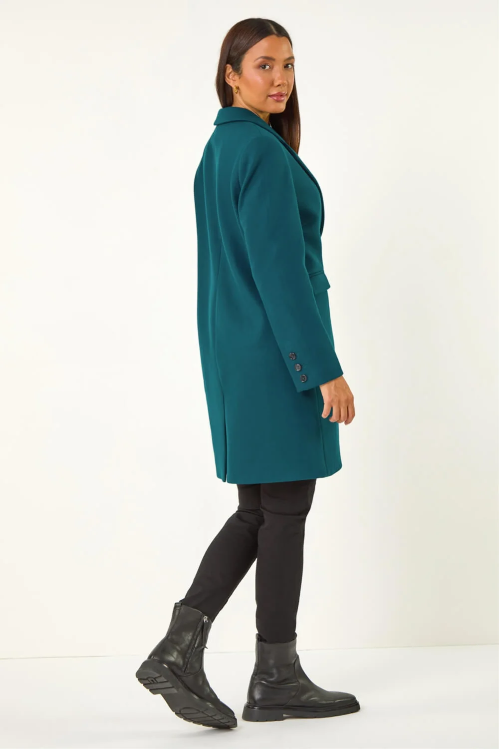Roman Teal Tailored Single Breasted Coat - 16 Image 3