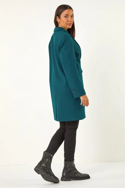 Roman Teal Tailored Single Breasted Coat - 16 Image 3
